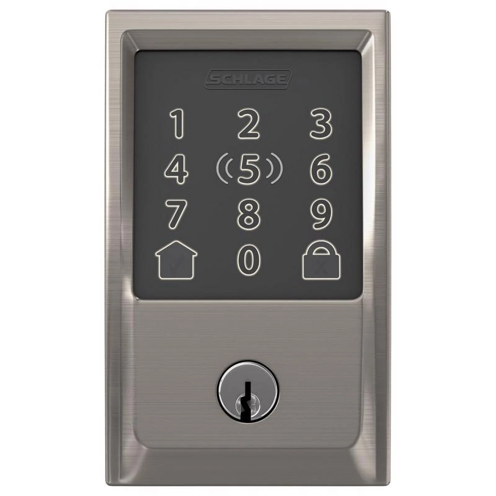Schlage Encode Plus Satin Nickel Metal WiFi Deadbolt with Century Trim 5d8a5d44 dc64 41e1 bb0a 4b9c9e93efea.2c490f98bfb6b16b2ba8f3fa16b54e84